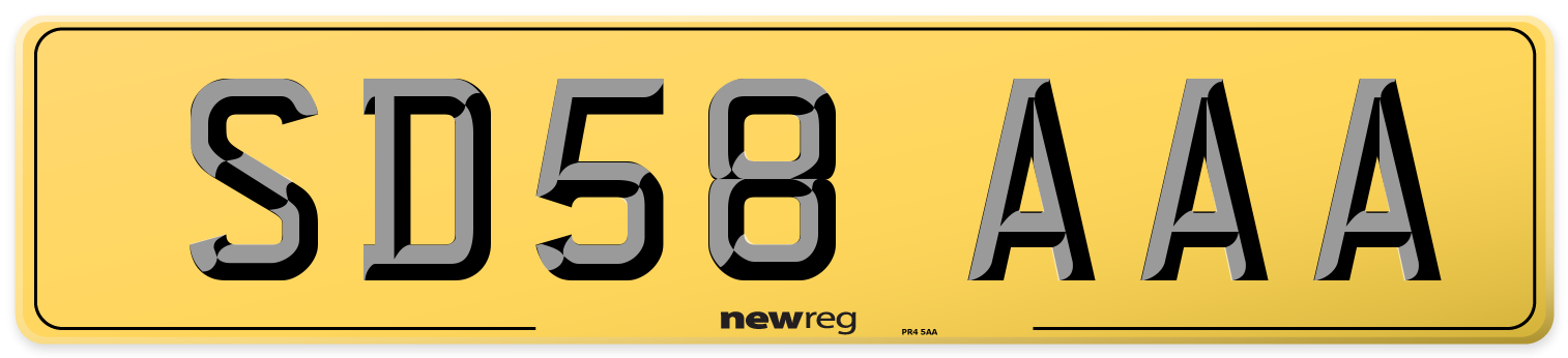 SD58 AAA Rear Number Plate