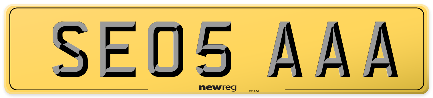 SE05 AAA Rear Number Plate