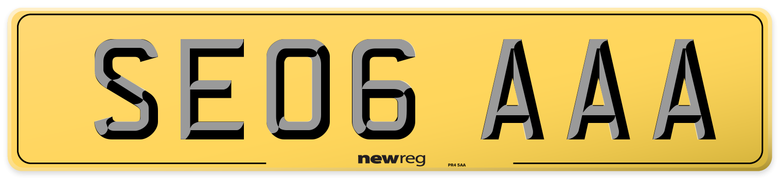 SE06 AAA Rear Number Plate