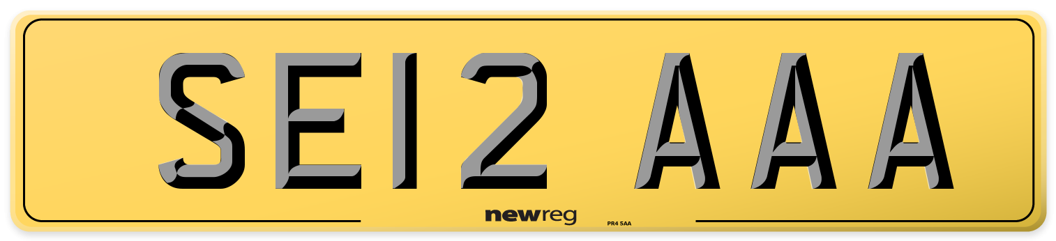 SE12 AAA Rear Number Plate