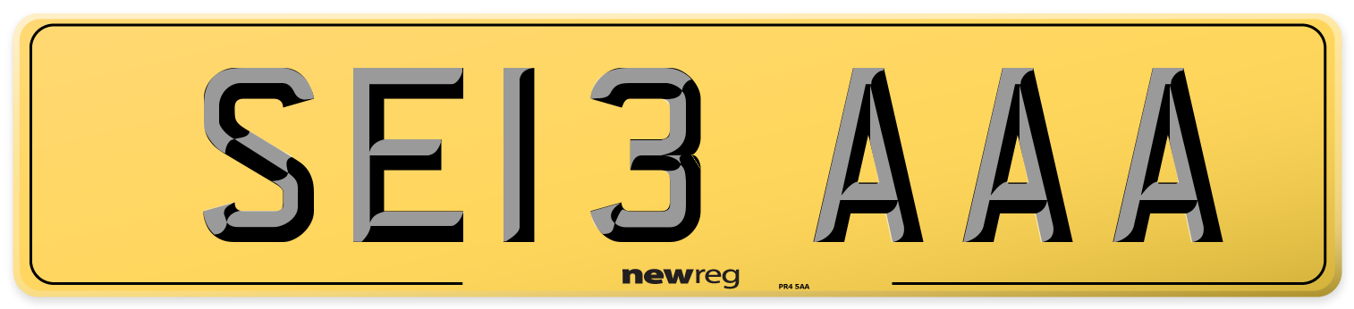 SE13 AAA Rear Number Plate