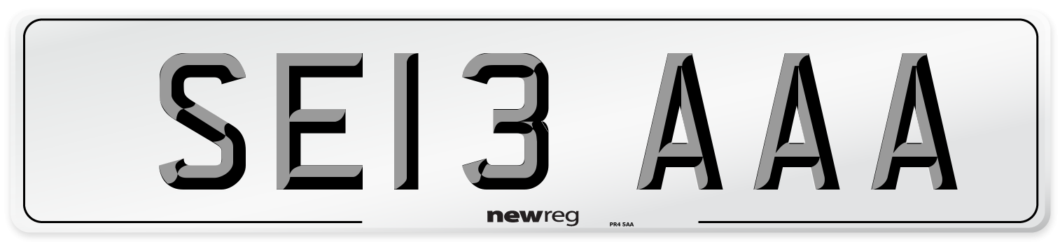 SE13 AAA Front Number Plate