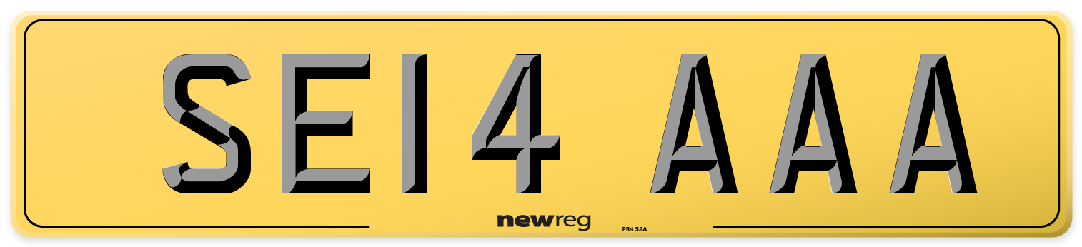 SE14 AAA Rear Number Plate