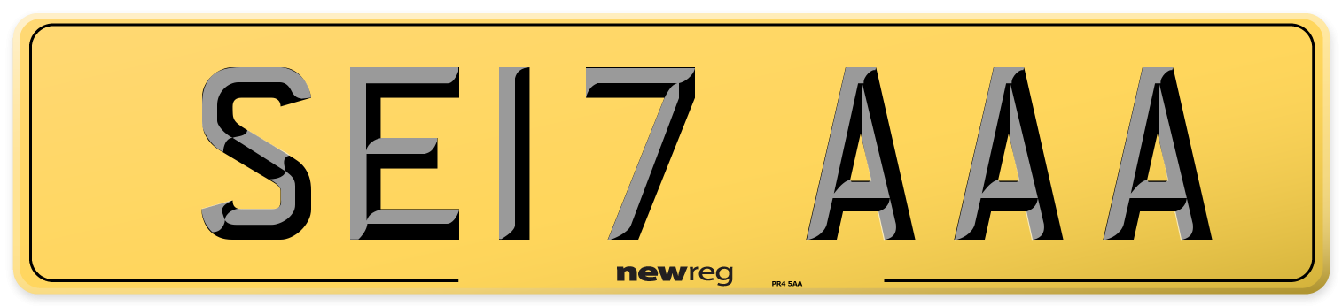 SE17 AAA Rear Number Plate