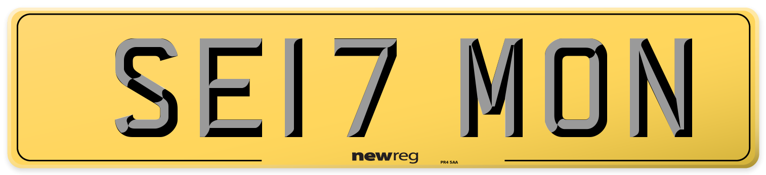 SE17 MON Rear Number Plate
