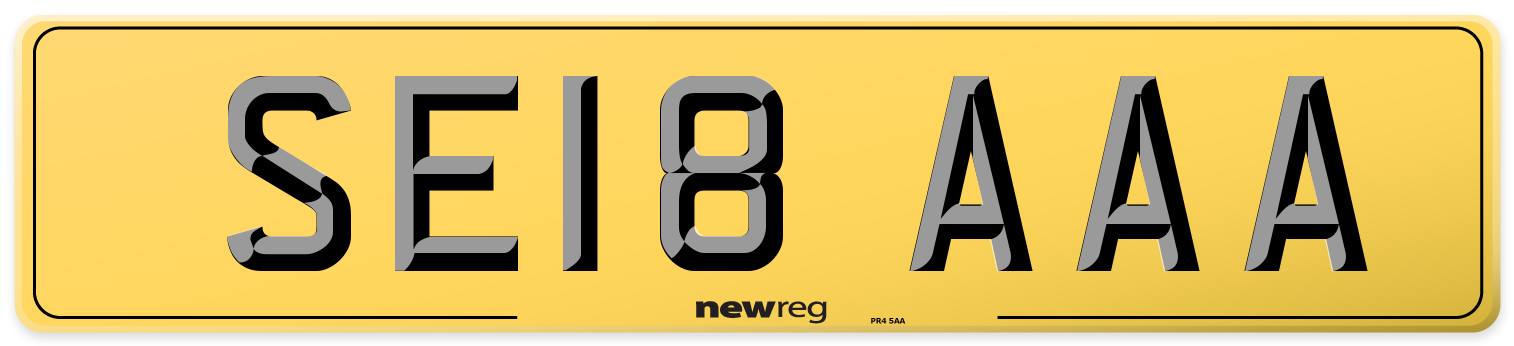 SE18 AAA Rear Number Plate