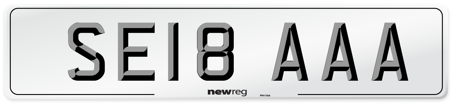 SE18 AAA Front Number Plate