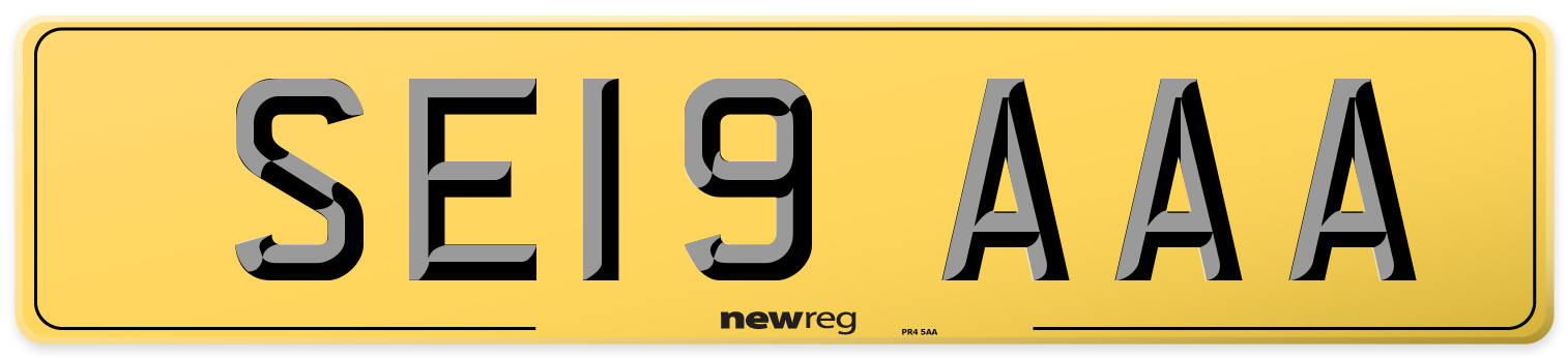 SE19 AAA Rear Number Plate
