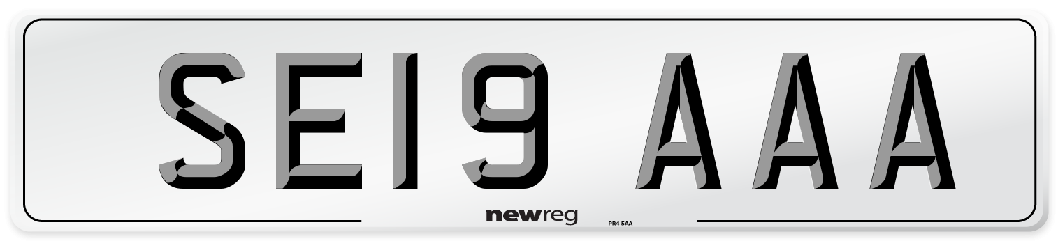 SE19 AAA Front Number Plate