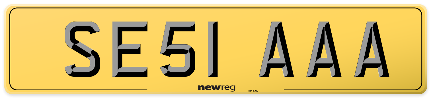 SE51 AAA Rear Number Plate