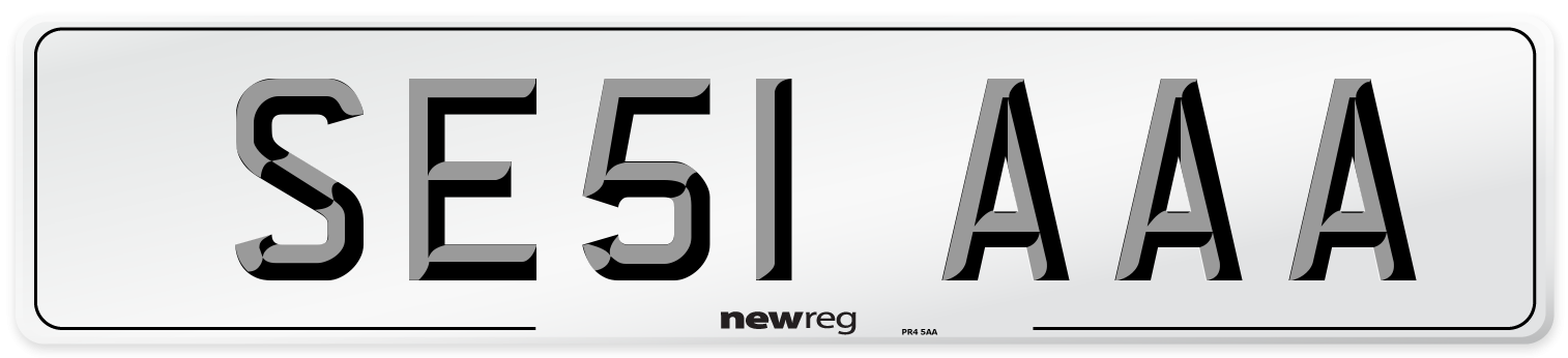 SE51 AAA Front Number Plate