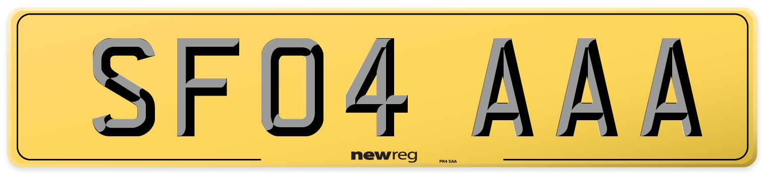 SF04 AAA Rear Number Plate