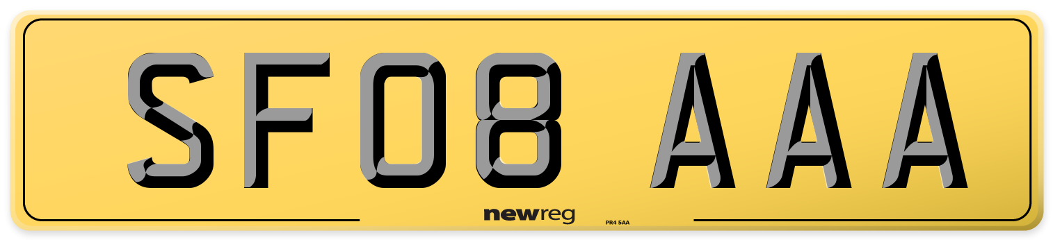 SF08 AAA Rear Number Plate