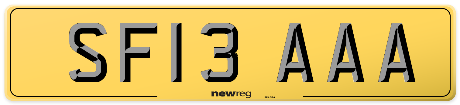 SF13 AAA Rear Number Plate