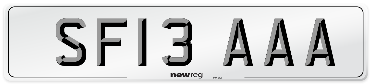 SF13 AAA Front Number Plate