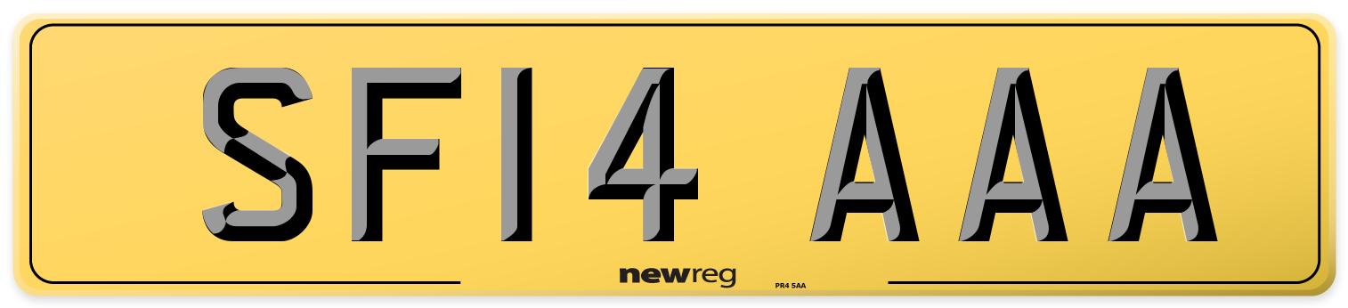 SF14 AAA Rear Number Plate