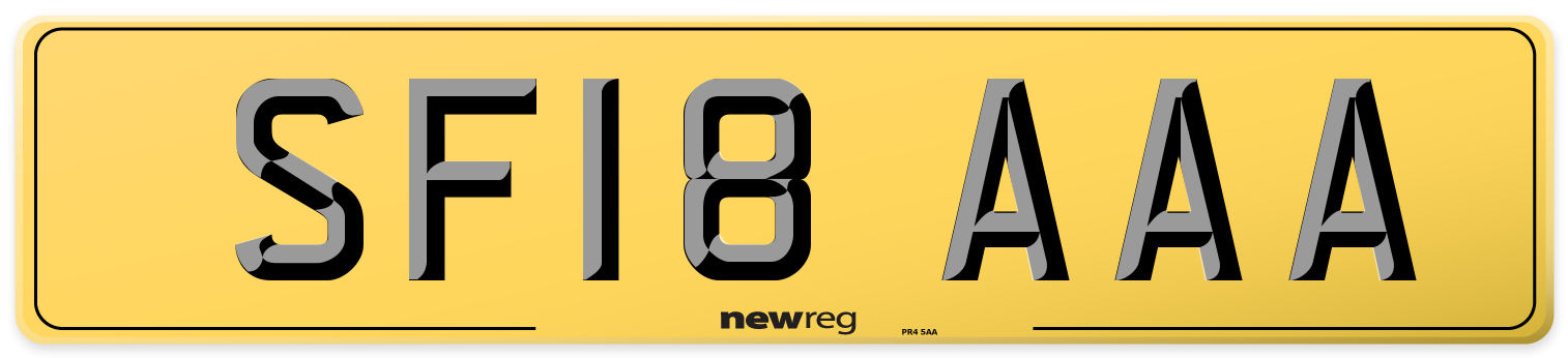 SF18 AAA Rear Number Plate