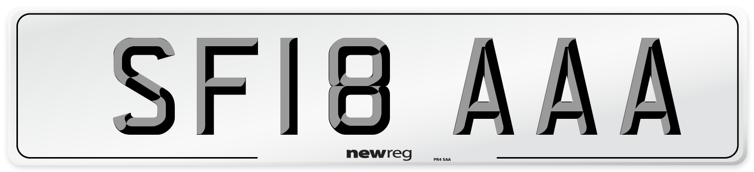 SF18 AAA Front Number Plate