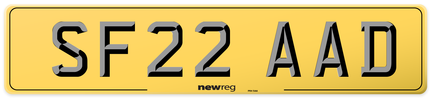 SF22 AAD Rear Number Plate