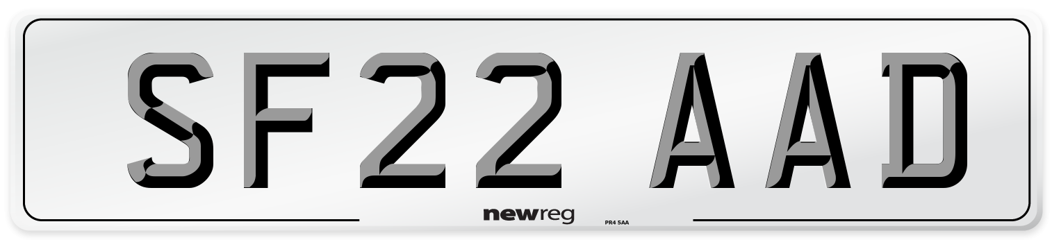 SF22 AAD Front Number Plate