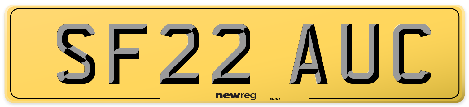 SF22 AUC Rear Number Plate