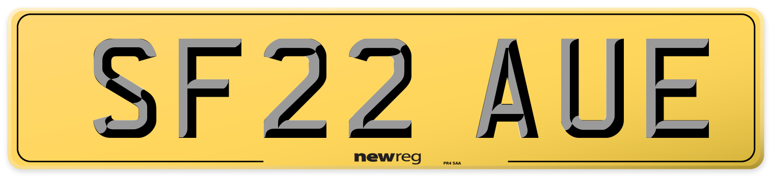 SF22 AUE Rear Number Plate