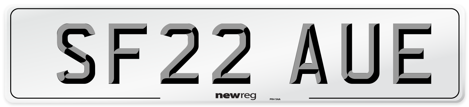 SF22 AUE Front Number Plate