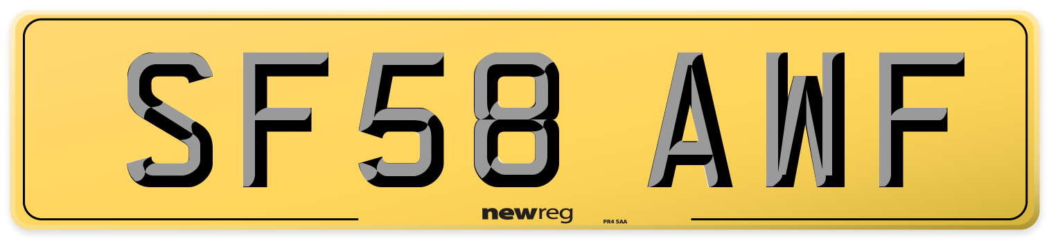 SF58 AWF Rear Number Plate
