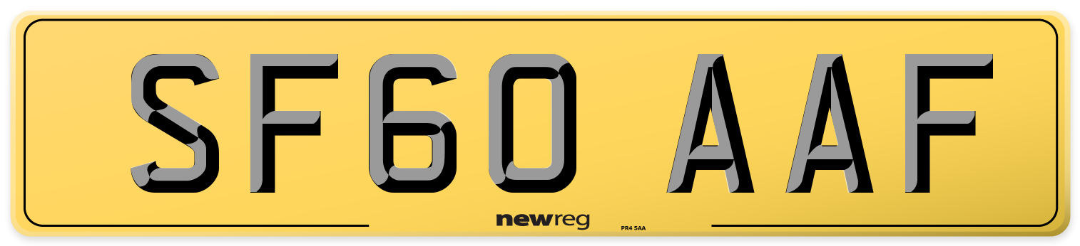 SF60 AAF Rear Number Plate