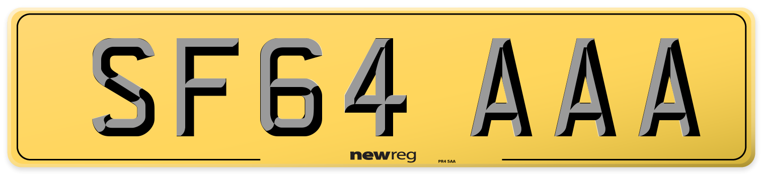 SF64 AAA Rear Number Plate