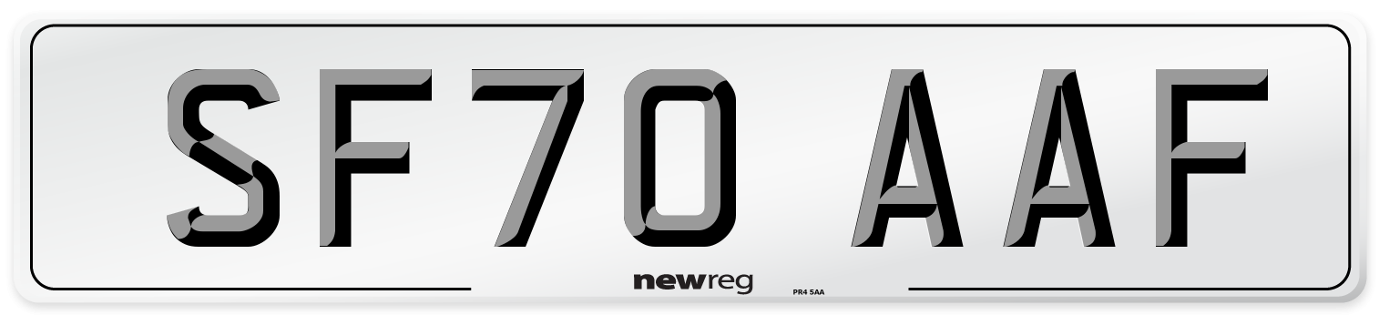 SF70 AAF Front Number Plate