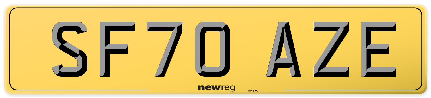 SF70 AZE Rear Number Plate