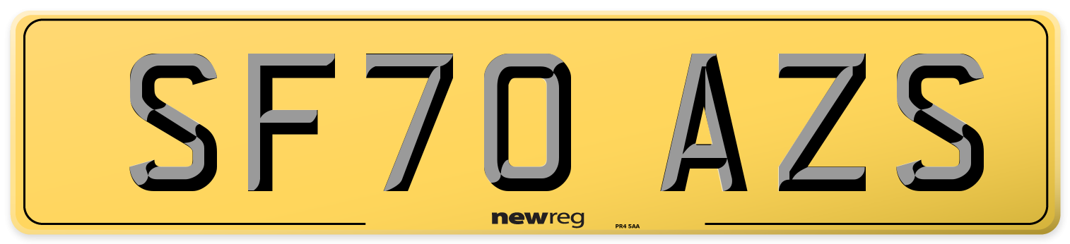 SF70 AZS Rear Number Plate