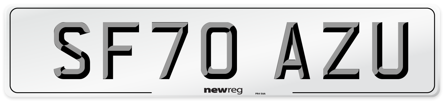 SF70 AZU Front Number Plate