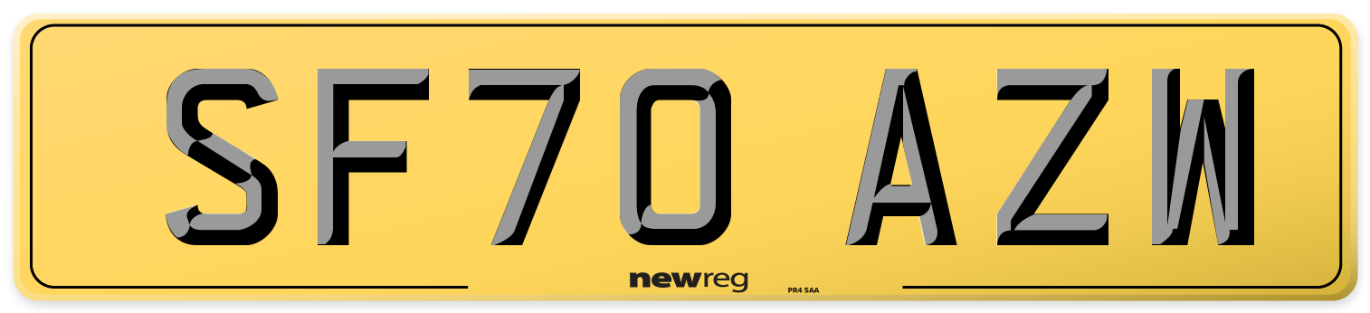 SF70 AZW Rear Number Plate