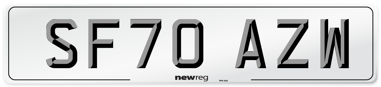 SF70 AZW Front Number Plate