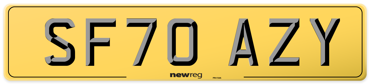 SF70 AZY Rear Number Plate