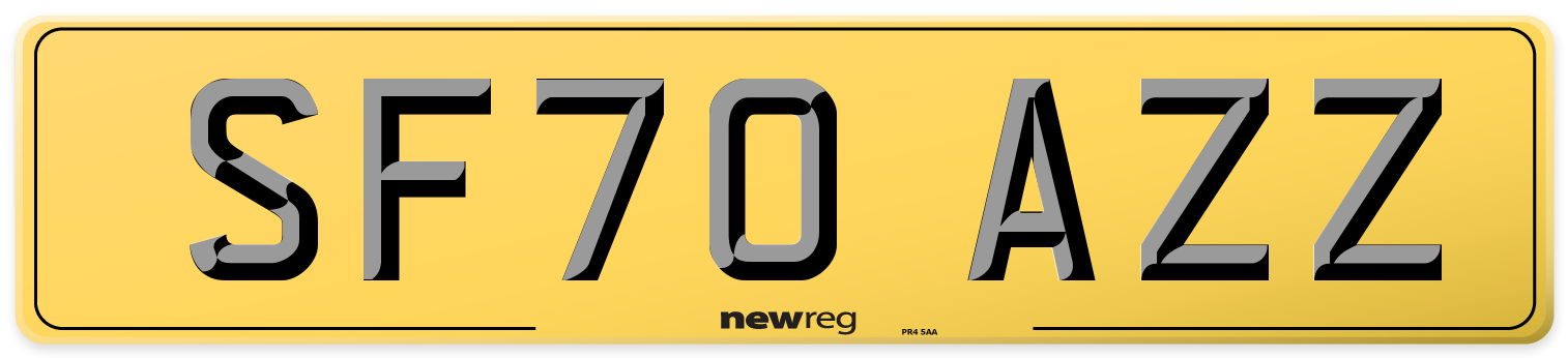 SF70 AZZ Rear Number Plate