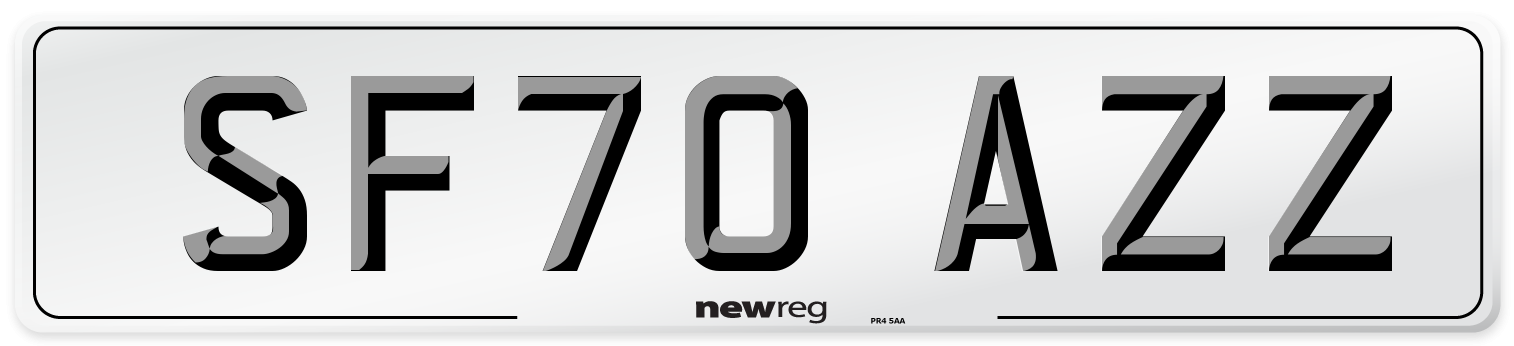 SF70 AZZ Front Number Plate