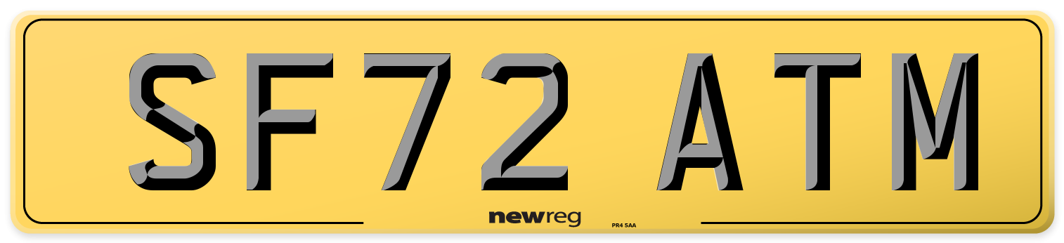 SF72 ATM Rear Number Plate