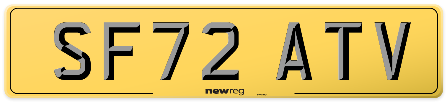 SF72 ATV Rear Number Plate