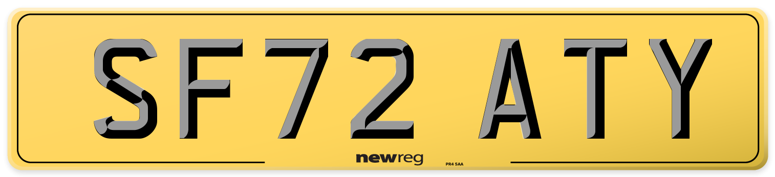SF72 ATY Rear Number Plate