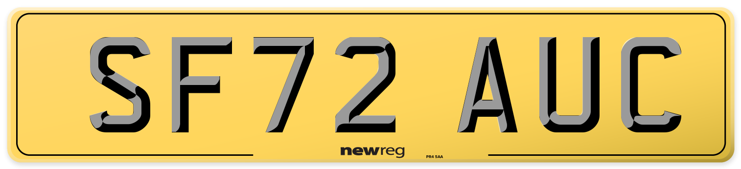 SF72 AUC Rear Number Plate