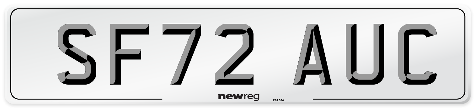 SF72 AUC Front Number Plate