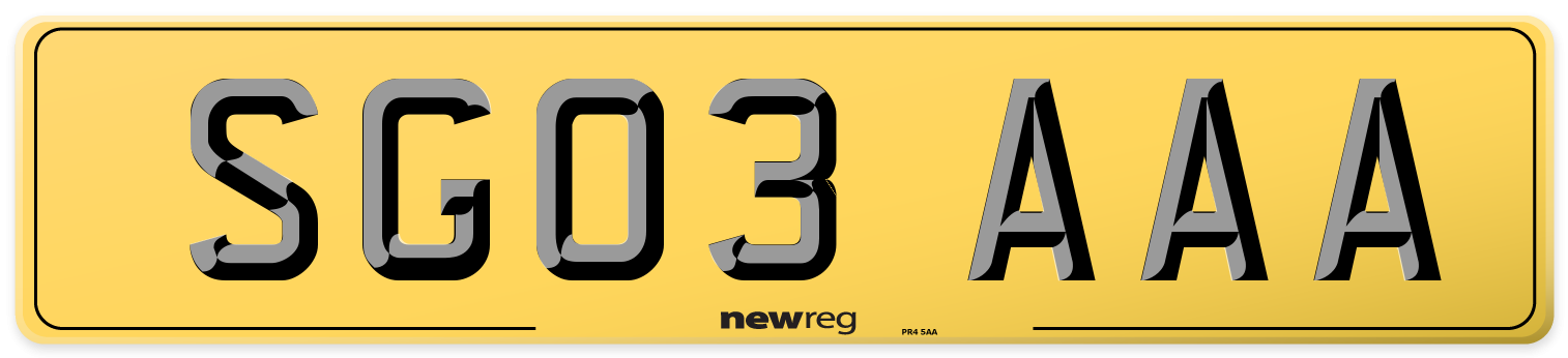 SG03 AAA Rear Number Plate