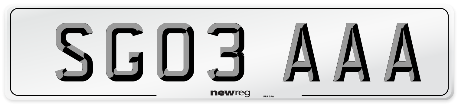 SG03 AAA Front Number Plate