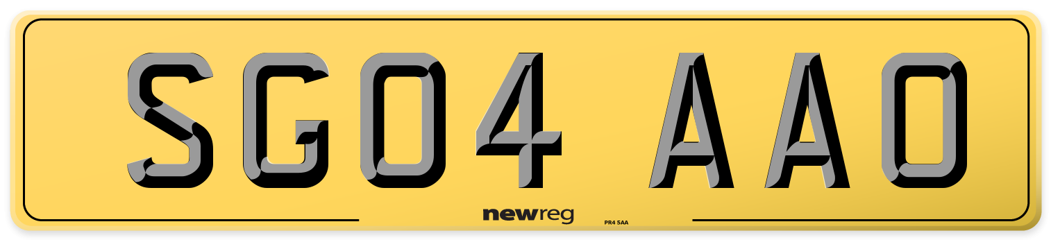 SG04 AAO Rear Number Plate