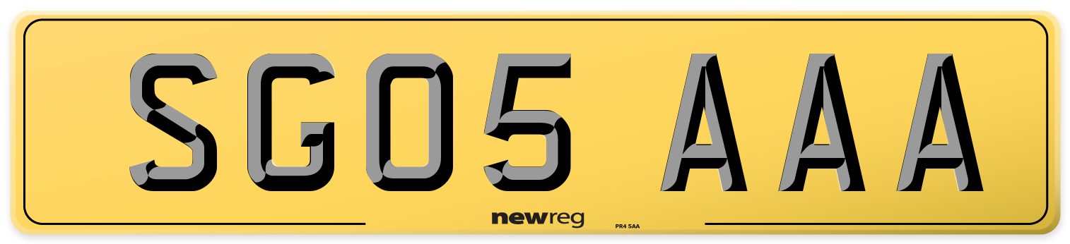 SG05 AAA Rear Number Plate