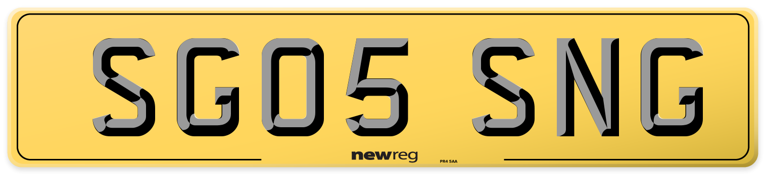 SG05 SNG Rear Number Plate