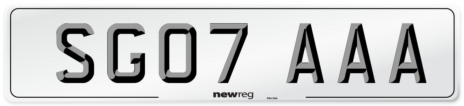 SG07 AAA Front Number Plate